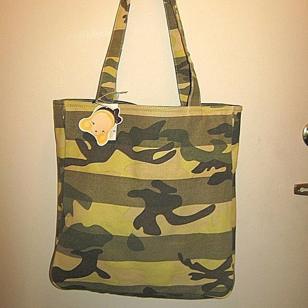 Vintage Rare Camouflage Pattern Fashion Canvas Tote Handbag